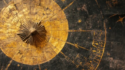 Ornate, gilded celestial chart, detailed astronomical map.
