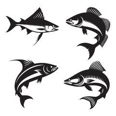 Fototapeta premium Leaping Tarpon silhouette, a symbol of strength and agility - Tarpon illustration - Minimalist Tarpon vector - Fish silhouette 