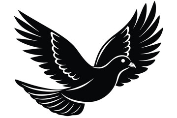 Obraz premium dove or pigeon flight silhouette vector illustration on white background