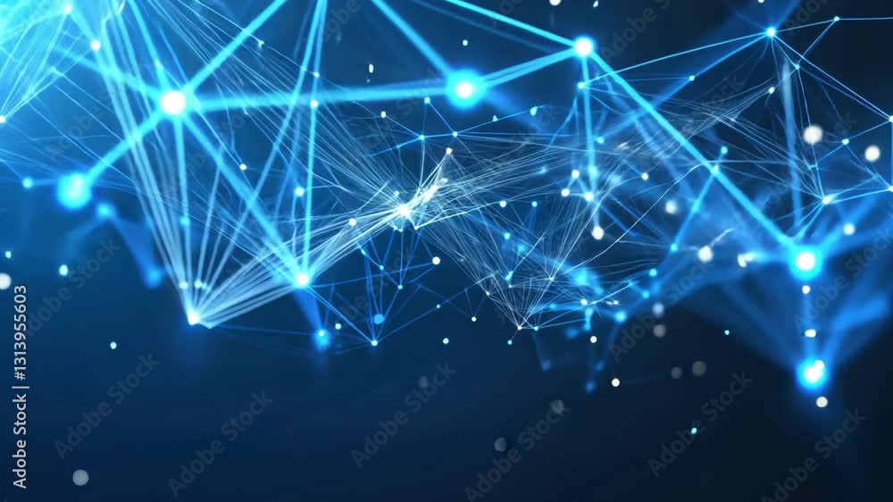 Poster network of connections: a vibrant depiction of interconnected nodes and lines forming a complex netw