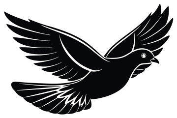 Obraz premium dove or pigeon flight silhouette vector illustration on white background