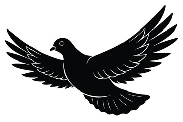 Obraz premium dove or pigeon flight silhouette vector illustration on white background