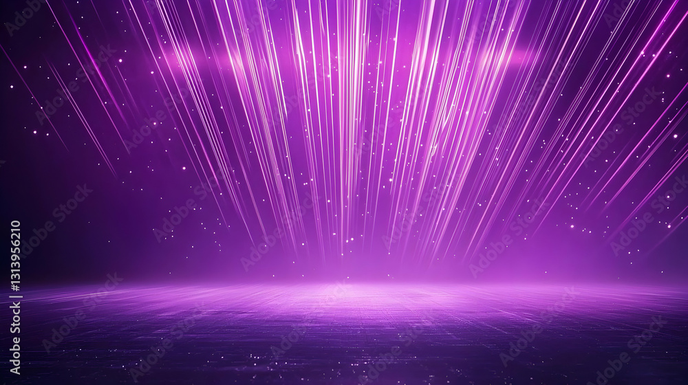 Poster vivid purple stage lights with sparkling glitter and abstract particles creating a dynamic and moder