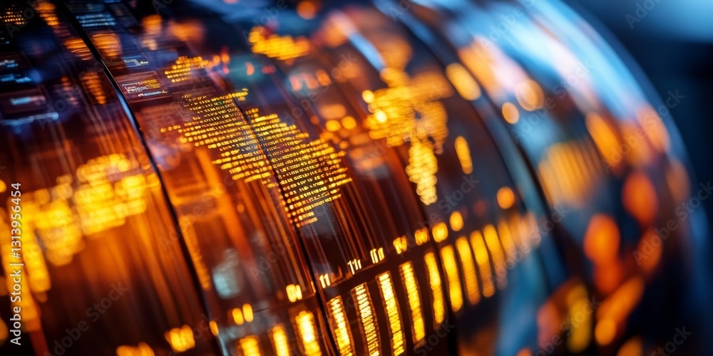 Aufkleber abstract representation of global data flow with vibrant orange and blue light patterns