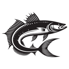 Sleek Tarpon silhouette, the embodiment of speed and strength - Tarpon illustration - Minimalist Tarpon vector - Fish silhouette

