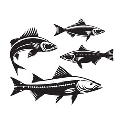 Majestic Tarpon silhouette, a powerful predator of the sea - Tarpon illustration - Minimalist Tarpon vector - Fish silhouette
