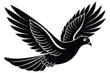 Obraz premium black and white Silhouette of a dove in flight