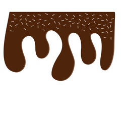 Flowing melted chocolate cartoon vector illustration isolated on transparent background