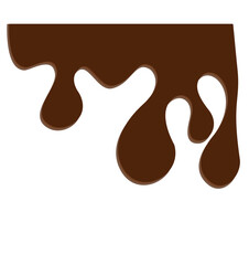 Flowing melted chocolate cartoon vector illustration isolated on transparent background