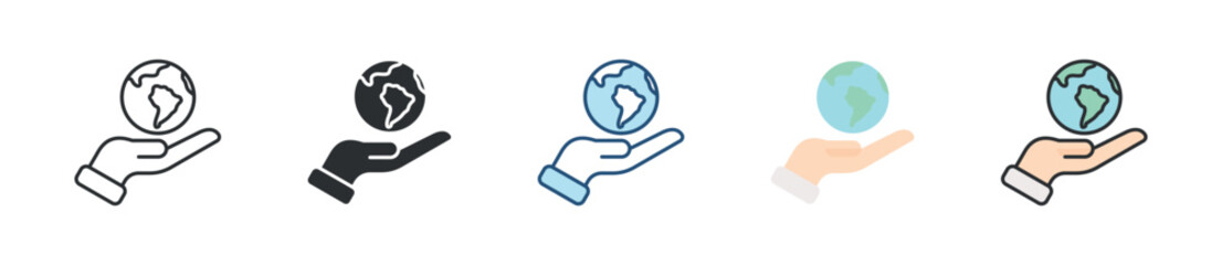 Save The World Icon Set Multiple Style Collection