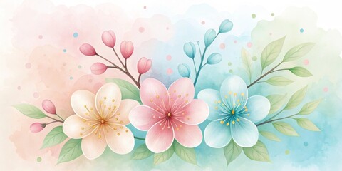 Soft pastel watercolor splashes representing the fresh and airy feel of spring