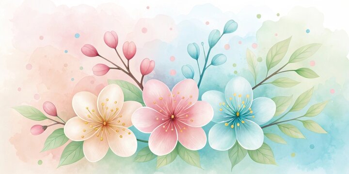 Soft pastel watercolor splashes representing the fresh and airy feel of spring