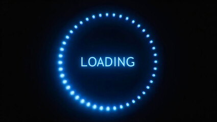 A Mesmerizing Blue Loading Circle Pulses With Anticipation, Promising An Exciting Digital Journey Ahead With A Dark Background