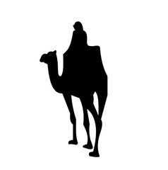 Bedouin man riding on a camel silhouette vector illustration