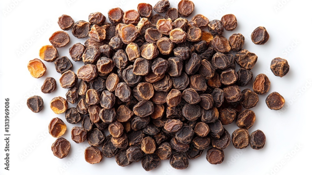 Poster heap of whole dried chinese red dates top view isolate on white background