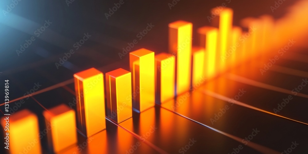 Poster bar chart visualization representing business growth trends and data analysis in finance