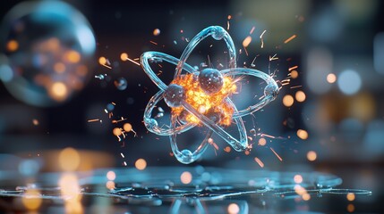 Obraz premium Quantum physics and high-energy reactions analyzing explosive fusion of atomic nuclei