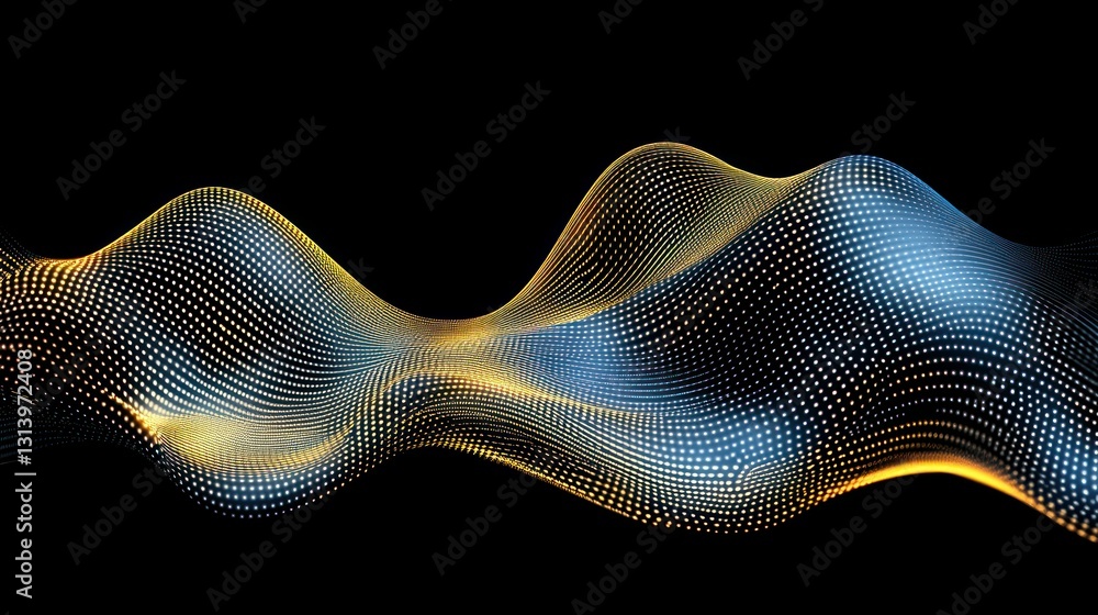 Aufkleber abstract display of flowing undulating points against black background