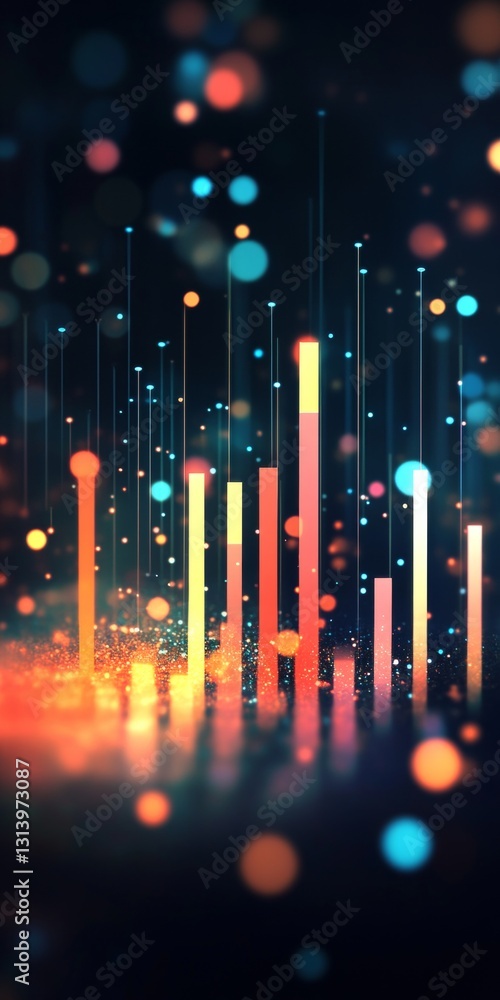 Aufkleber abstract colorful light visualization with neon shapes and bokeh effect in dark background
