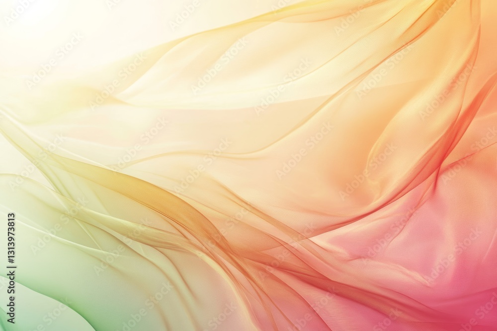 Poster an enchanting visual of soft fabric flowing gracefully in warm colors. this abstract design evokes a
