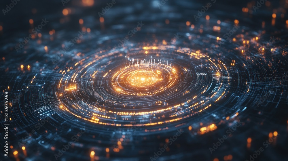 Poster abstract depiction of digital data and its complex connections