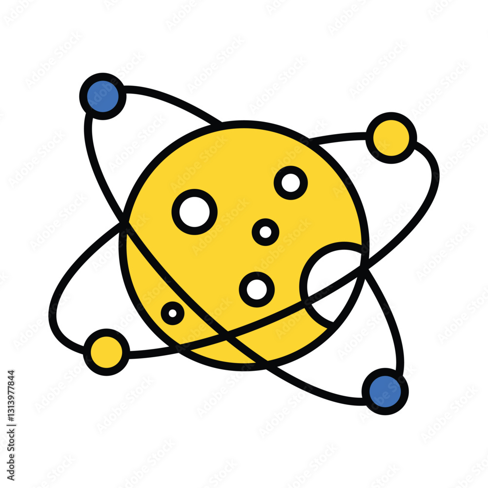 Poster planet orbit vector filled outline icon. eps 10 file