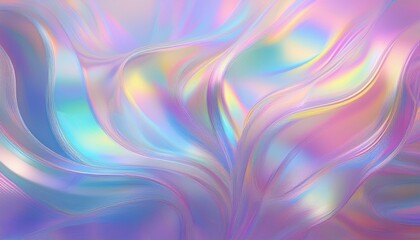 Fototapeta premium Holographic glass effect diffusing light in pastel tones, creating a sleek and modern design with a touch of sophistication, ideal for cutting-edge, artistic concepts. 