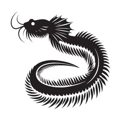 Eerie Viperfish silhouette, a phantom of the abyss - Viperfish illustration - Minimalist Viperfish vector - Fish silhouette
