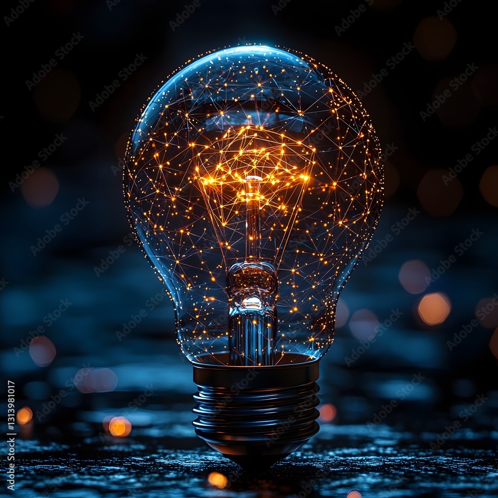 Aufkleber glowing data network lightbulb symbolizing ai powered creativity and ideas