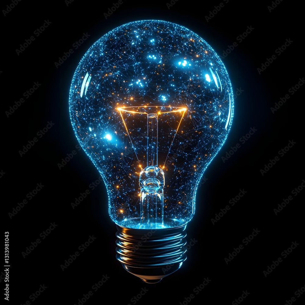 Aufkleber glowing data network forming a lightbulb symbol of ai powered creativity and innovative ideas