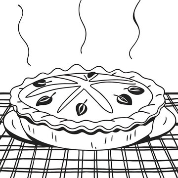 baked pie on cooling rack clip art preview