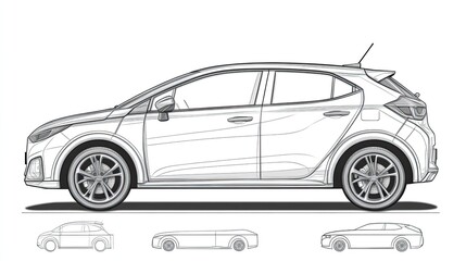 Subcompact hatchback car outline