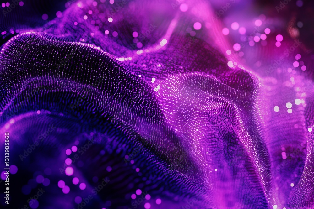 Poster a stunning abstract visual featuring purple and black waves interspersed with sparkling light. this 