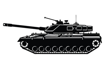 Military Tank silhouette vector illustration on white background