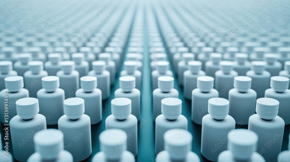 Aufkleber abstract arrangement of white bottles creating a minimalist background