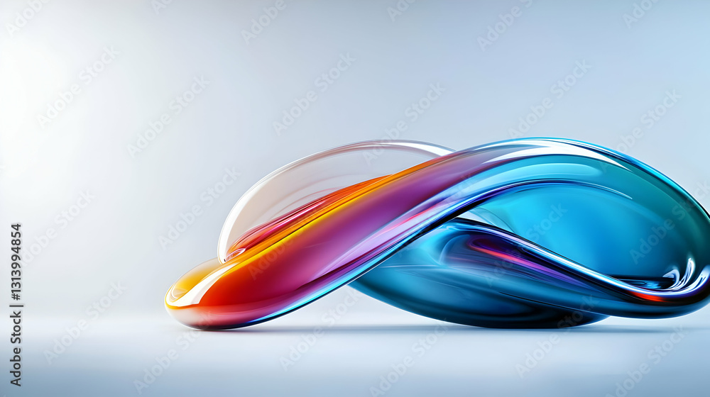 Poster a 3d render of an iridescent swirling abstract form with vibrant colors and a smooth glossy surface 