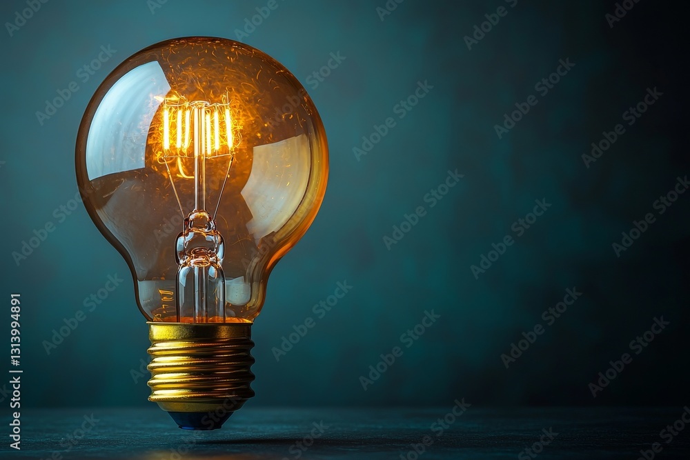 Poster digital innovation concept represented by a creative technology idea with an abstract lightbulb back