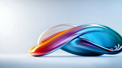 Naklejka premium A 3D Render of an Iridescent Swirling Abstract Form with Vibrant Colors and a Smooth Glossy Surface on a Gradient Background