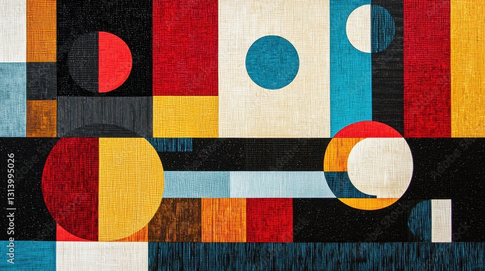 Poster abstract colorful geometric shapes and patterns in modern artwork
