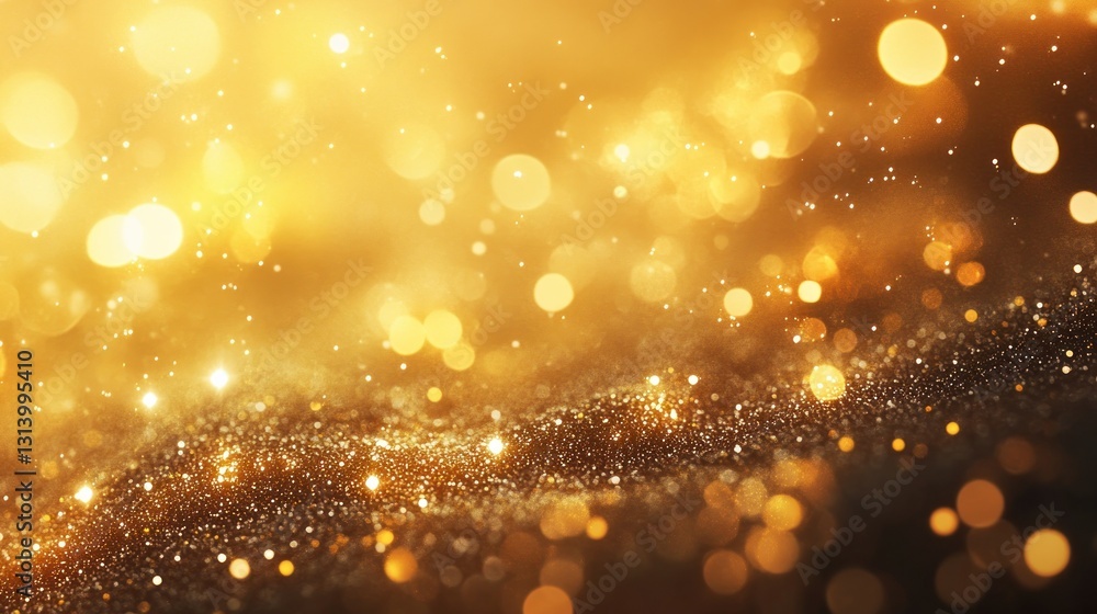 Poster golden abstract background with sparkling bokeh particles displayed beautifully