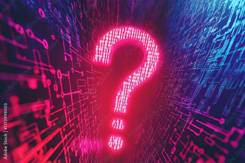 Aufkleber abstract digital background with glowing question mark symbol