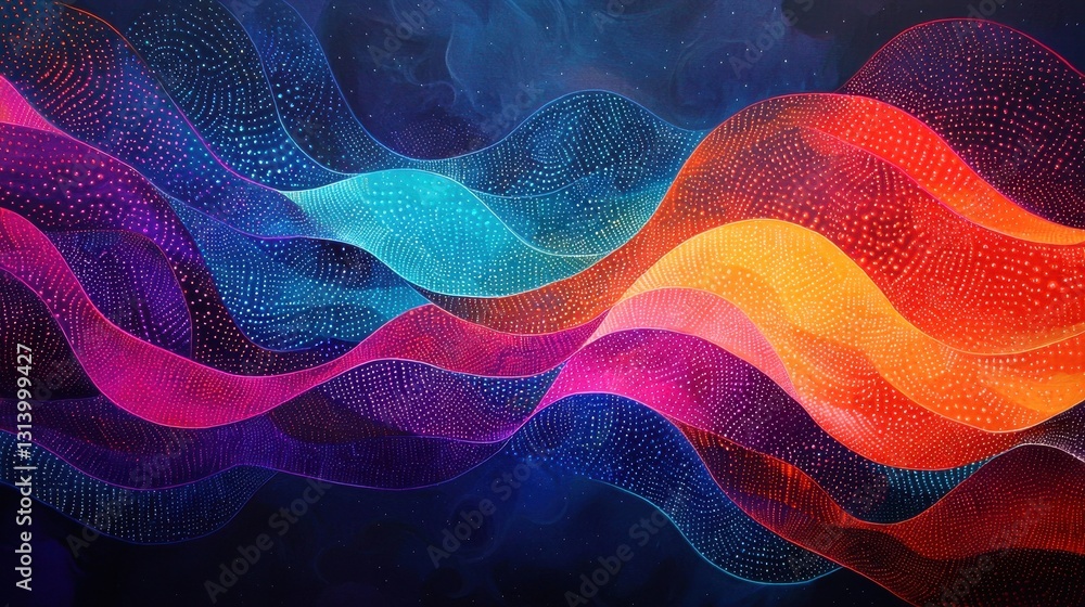 Poster vibrant abstract waves in multicolor flowing patterns and textures