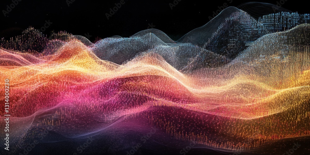Poster abstract colorful waves of light flowing together creating a vibrant and dynamic background