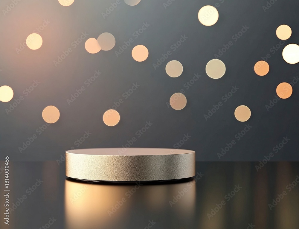 Poster minimal abstract background with a gold podium for product presentation, mock-up, and display of goo