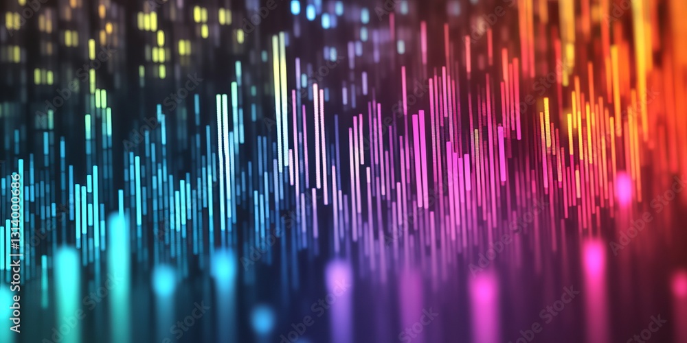 Poster this vibrant abstract image features energy waves in a colorful gradient, showcasing dynamic lines a