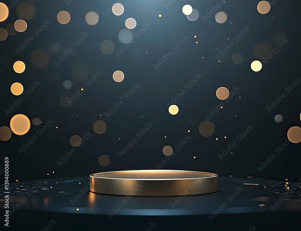 Aufkleber minimal abstract background with a gold podium for product presentation, mock-up, and display of goo