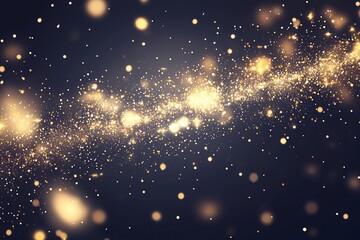 Golden glitter in a close-up perspective creates a glamorous texture for holiday backgrounds