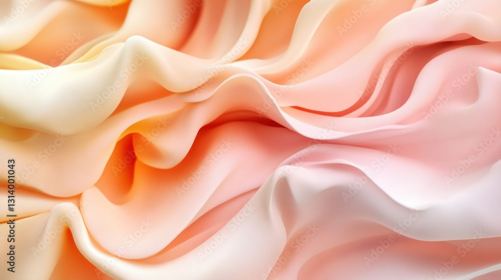 Poster soft flowing fabric in shades of orange and pink creating a pattern