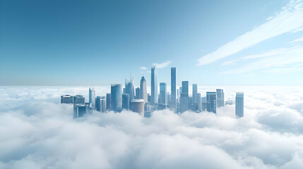 Fototapeta premium Modern Cityscape Above The Clouds