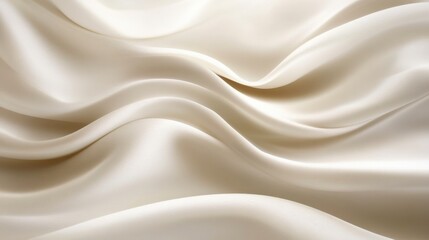 Obraz premium Soft, flowing cream-colored silk fabric with gentle waves, ideal for fashion and textile design